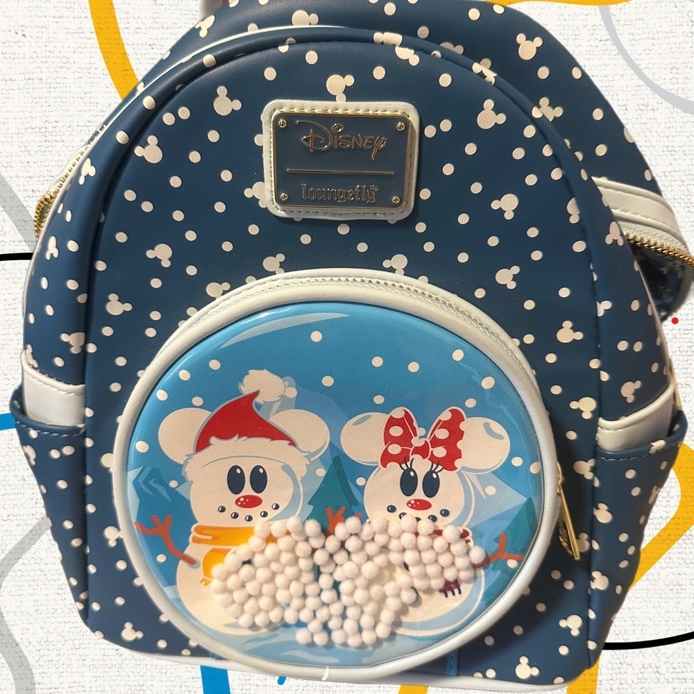 Loungefly Minnie and Mickey Snow-people mini backpack